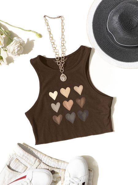 

heart print tank s9nx#, White