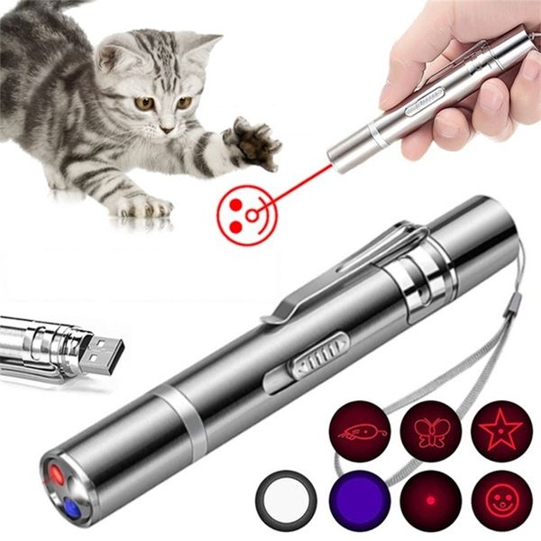 Laser Pet Cat Toy Fun Pointer Red Dot Light светодиоды S Interactive S Pen 3-в-1 аксессуары 220510