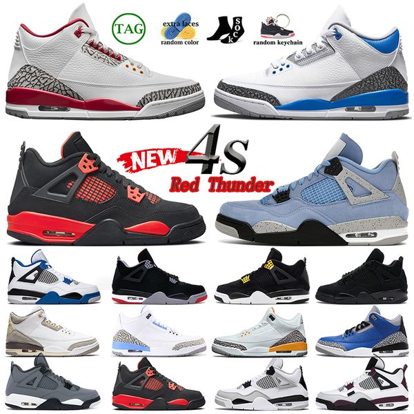 

boots 4 4s men basketball shoes 3 3s cardinal 2022 racer blue pine green unc cool grey cement metallic red thunder black cat sail university