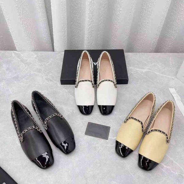 

sandals autumn product c jiaxiang granny single shoe chain women's shoes low heel small xiangfeng color matching flat, Black