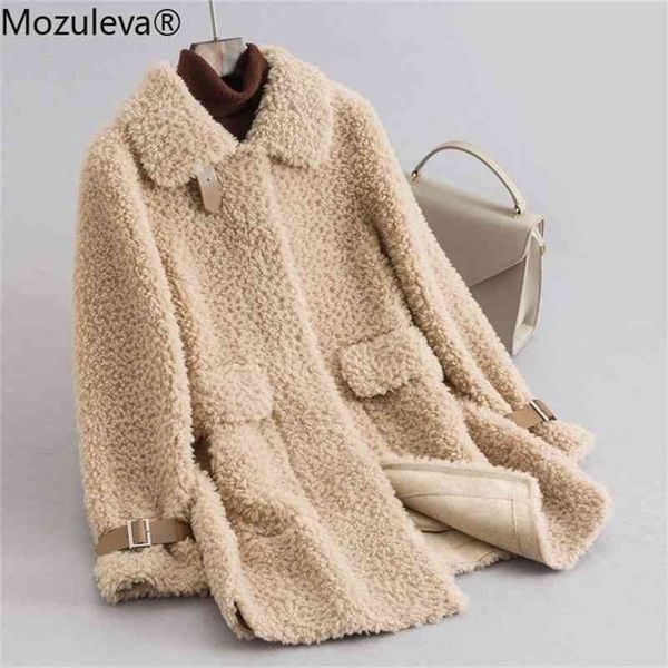 

wool women's short particle style for autumn and winter leather one coat sheep skin fur 210416, Black