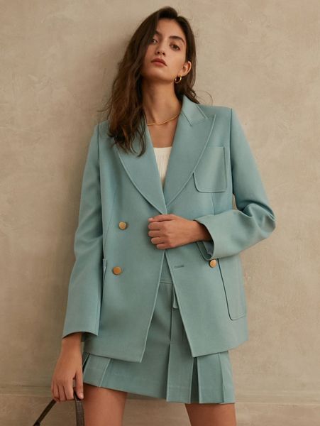 

peak collar patch pocket blazer 35xw#, White