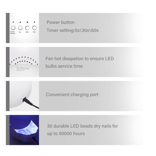 

sunone 48w uv nail lamp 30 pcs led lamp nail gel dryer manicure curing gels drying machine home use salon nails art equipment