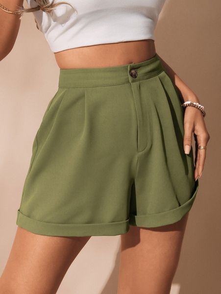 

solid zip up roll up hem shorts e3wi#, White;black