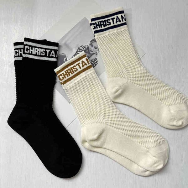 

classic womens letter love hosierys brand d's sock spring summer hollow tube fashion style socks mercerized wool female hosiery thin co, Black;white