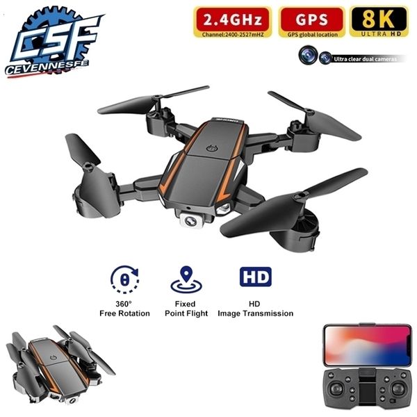 GD63 GPS Mini Drone 8K Production HD Camera FPV 360 ° Уклонение от препятствий Smart Следуйте за бесщеточным моторным складным квадрокоптером Toy 220620