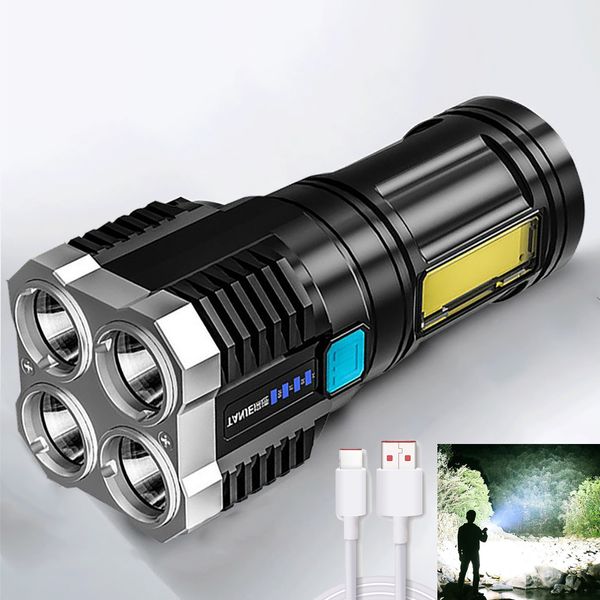 Lanterna de alta potência 4 LED LANTLET USB Recarregável Mini lanternas portáteis Destaque a iluminação tática Torch LED LED