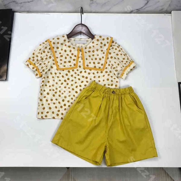

designer baby girl shorts shirt two piece set college style puff sleeves logo di..r brand cotton kids clothes a1, White