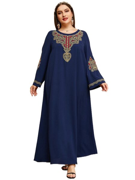 

plus embroidery maxi dress e2vv#, Black