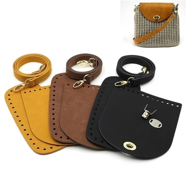 

handmade leather bag strap handbag woven set bottoms with hardware accessories for diy shoulder 220827, Black