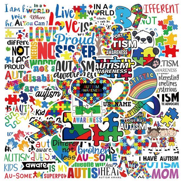 

50pcs/lot autism awareness stickers autistic disorder graffiti sticker for diy luggage lapskateboard motorcycle bicycle decals