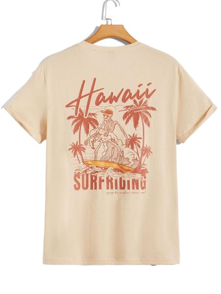 

men coconut tree & letter graphic tee p3rp#, White;black