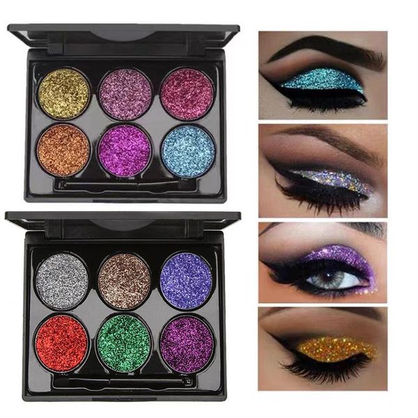 Lidschattenfarben, Pailletten-Lidschatten-Palette, Perlglanz-Super-Glitzer-Make-up, langlebig, mit Pinsel, Kosmetik