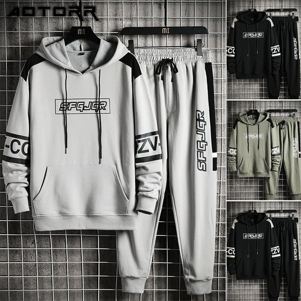 

men sets autumn harajuku two pieces set fashion hoodies sweatpants mens spring casual sportswear streetwear m4xl 220809, Gray