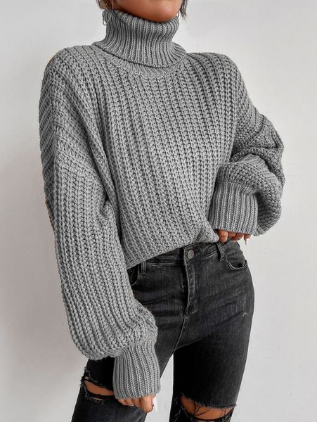 

rolled neck drop shoulder sweater s82l#, White;black