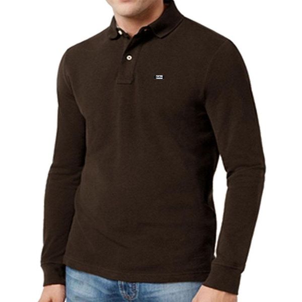 

men's polos men's early spring product 100% pure cotton slim long sleeve shirt lapel collar casual embroidery graphic t-shirt, White;black