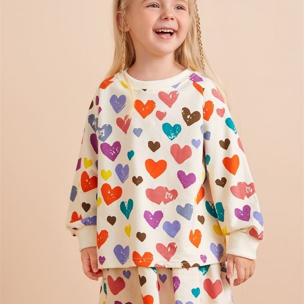

little girl's love pattern pullover and trumpet skirt she, White
