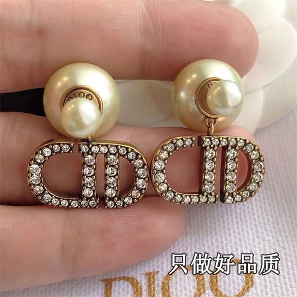

70% off jewelry sales 2022 new with diamond earrings, worn pearl before and after, advanced letter earrings, Golden