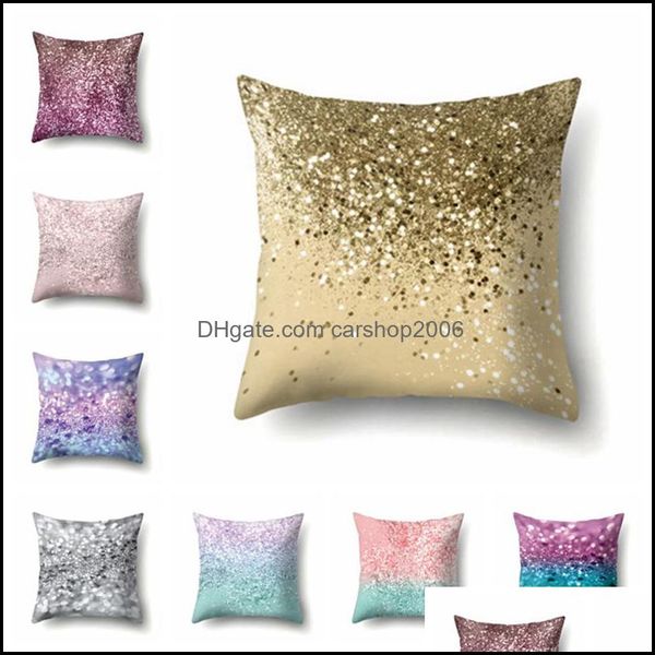 Caixa de travesseiro suprimentos de cama têxteis domésticos jardim ll travesseiro de cor sólida glitter sier lantejas de bling pílula dhtin