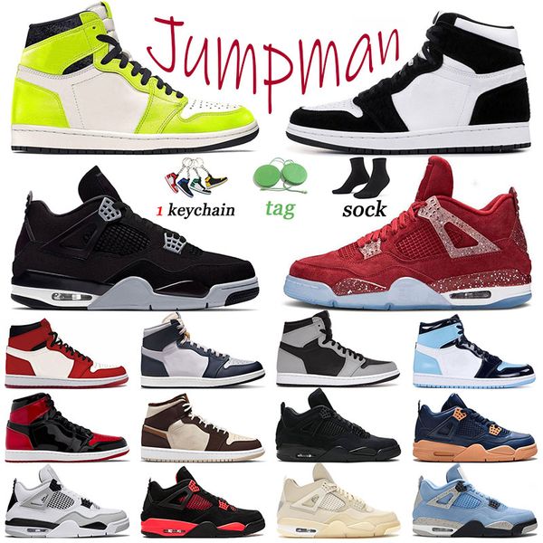 

2022 bred patent 1s jumpman basketball shoes mens trainers 1 visionaire women sports 4s trainers white oreo 4 military black snekaers columb