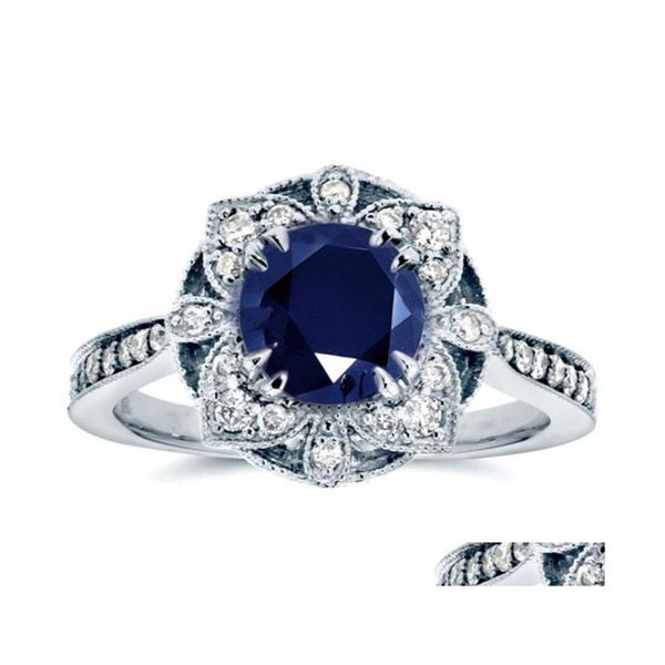 Solitaire yüzüğü romantik lüks altın renk ile büyük oval safir değerli taşlar moda güzel mücevher toptan drop dağıtım dhlea