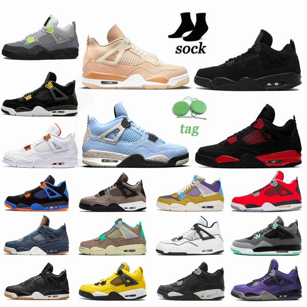 

men women 4s 4 basketball shoes court purple black cat shimmer customize wild things university blue white oreo multi bred tour cement