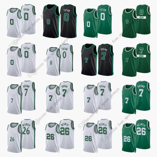 

printed 2022 new city basketball jerseys tatum 0 jayson brown 7 jaylen nesmith 26 aaron 42 al white horford 9 derrick, Black;red