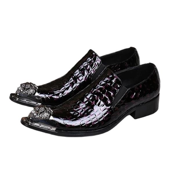 

european british personality trendy luxury patent leather shoes men nightclub catwalk stylist dancer singer work dress shoes, Black