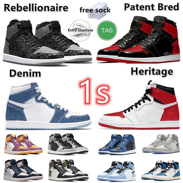 

designer 1 og mens basketball athletic shoes patent bred roya rebellionaire heritage dark marina mocha university blue shadow denim navy, Black