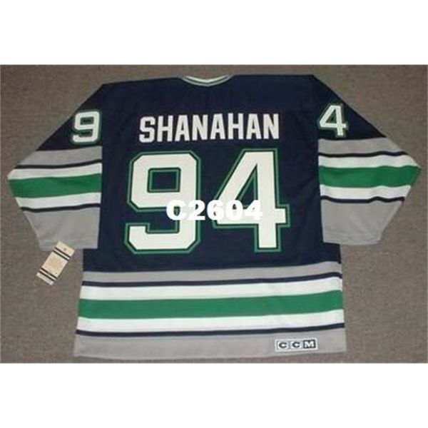 Chen37 Mens # 94 BRENDAN SHANAHAN Whalers 1995 CCM Vintage RETRO Home Hockey Jersey o personalizzato qualsiasi nome o numero retro Jersey