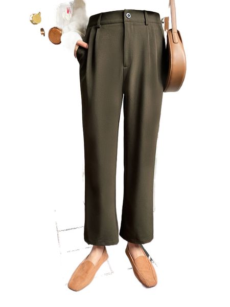 

dazy high waist slant pockets tailored pants 60ol#, Black;white