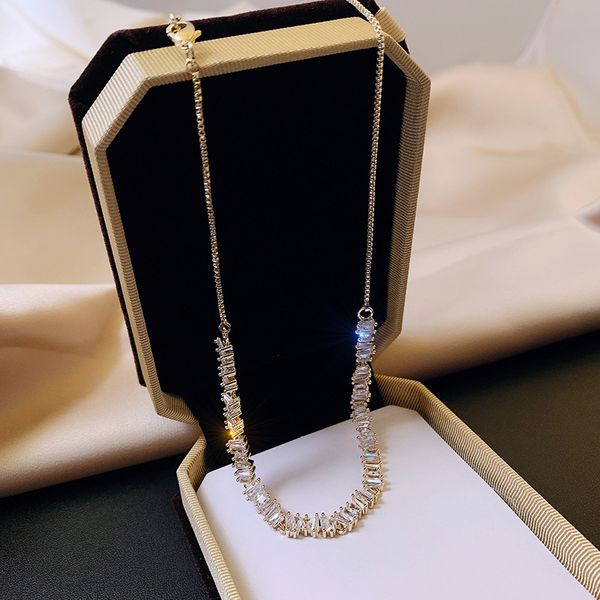 

beaded necklaces luxury shiny crystal choker necklace for women irregular geomet, Silver