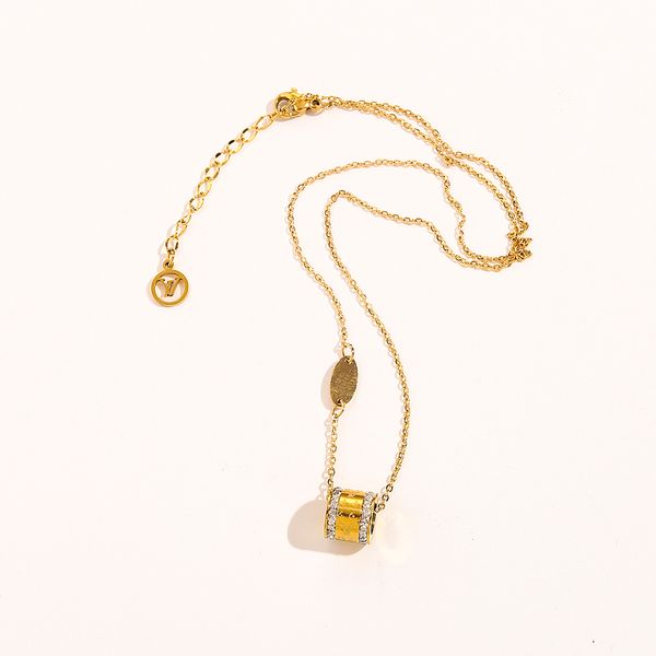 

luxury fashion women designer necklace choker chain crystal 18k gold plated stainless steel letter pendants necklaces statement wedding jewe, Silver