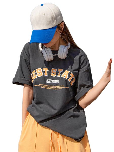 

dazy slogan graphic drop shoulder tee n8qs#, White