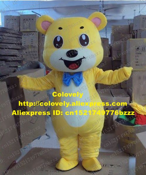 Costume da bambola della mascotte Costume da mascotte del bambino dell'orso giallo adorabile Mascotte adulto con piccole orecchie gialle rosa Grandi occhi neri Faccia felice No.2709 Gratis