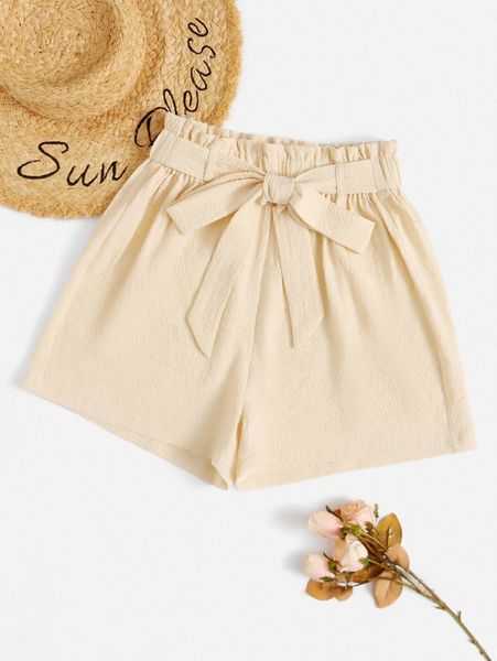 

paper bag waist belted shorts w7gc#, White;black