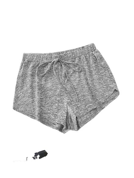 

knot waist marled shorts s6wn#, White;black
