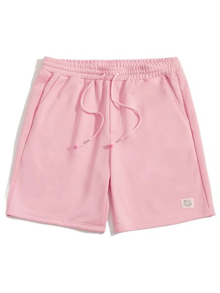 

1pc drawstring waist letter patched shorts f9nr#, White;black