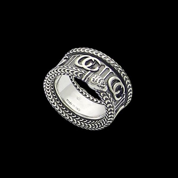 

g letter stereo king snake ring retro gold lovers stripe212c, Golden;silver