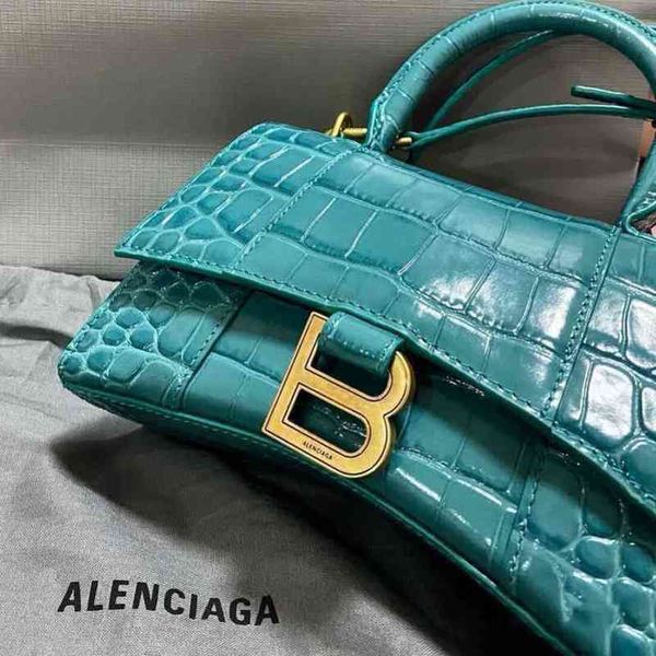 

hourglas bags balencaigass star designer same female 2022 fashion versatile b family crocodile character leather diagonal one shoulder handa
