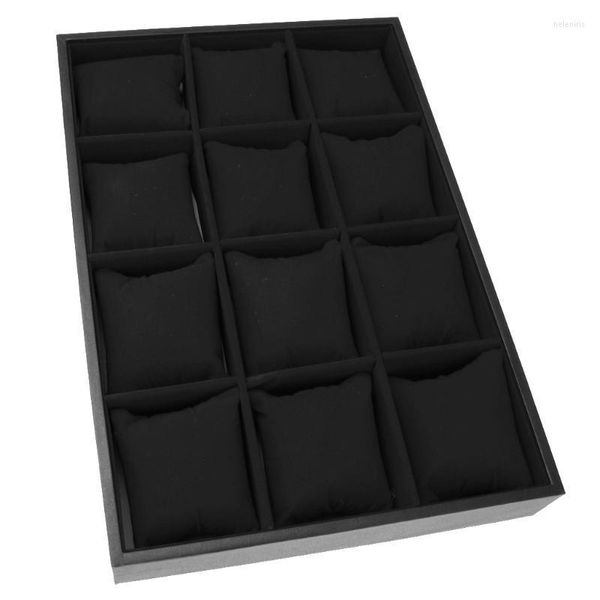 Scatole per orologi Custodie Grid Velvet Case Organizer Bracciale Storage Display Box Cuscini BoxWatch Hele22