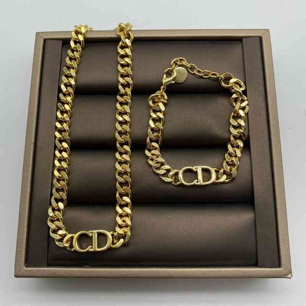 

d home new letter gold chain red female personality bracelet female2022 luxury brand fashion design versatile necklace, Silver