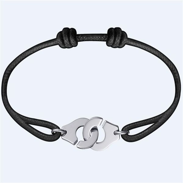 

france jewelry dinh van bracelet for women fashion jewelry 925 sterling silver rope handcuff bracelet menottes260b, Black