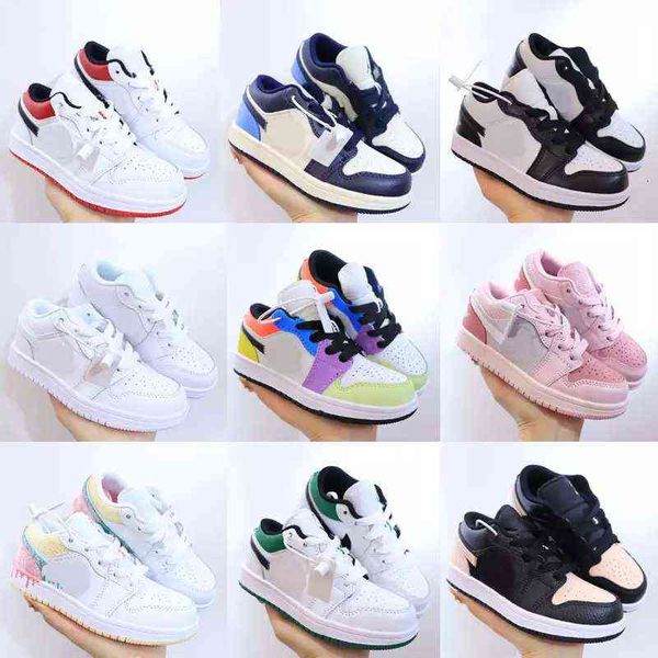 

kids low pink ice cream triple white parent-child skate boy girl shoes for sale gs sneaker discount store size28-39, Black