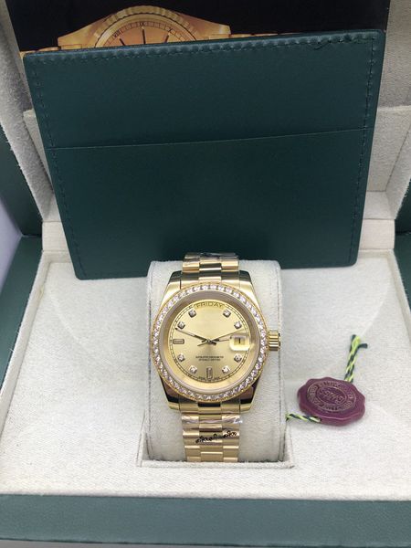 

with original box men's watches high end golden 41mm quality fashion sports automatic movement business 316l stainless steel waterproof, Slivery;brown