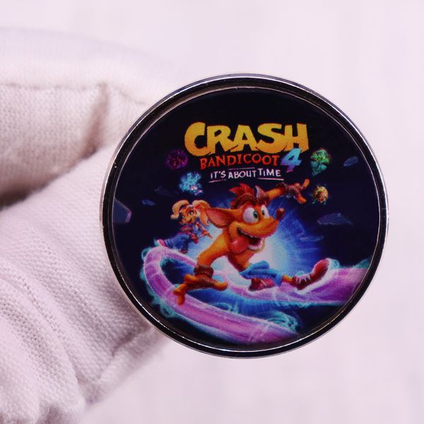 

crash bandicoot 4 its about time brooch badge adventure video game fans gift, Blue