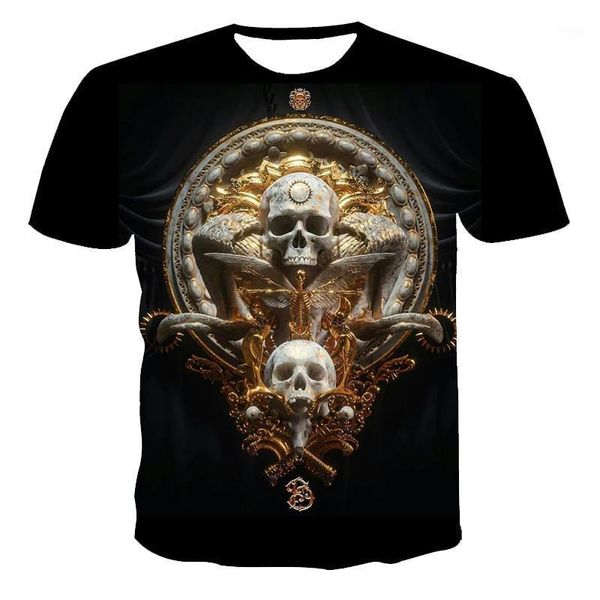 Мужские футболки 2022-Skull Skull Punk Fashion 3D-печатная футболка детская футболка летняя повседневная улица 110-6xl Plus настраиваемое