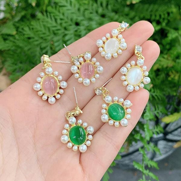 Baumeln Kronleuchter HALLO Böhmische Opal Perle Perlen Ohrringe Für Frauen Vintage Drop Party Schmuck Großhandel K6882Dangle