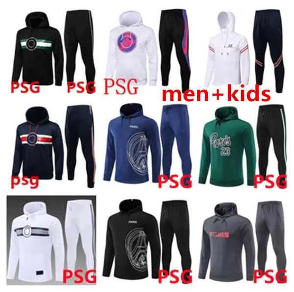 

22 23 psgs tracksuit hoodie tracksuit maillots football jacket survetement 2022 2023 men kids kit training suit sets uniform enfants, Black