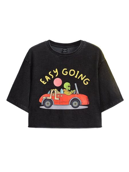 

x chapter eight letter & car print tee a2y2#, White